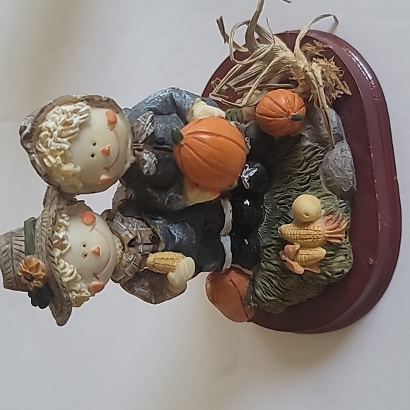 Country Farm Couple Bareroot  Thanksgiving Turkey Decor - Picture 6 of 11